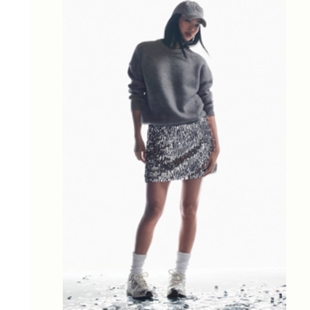 MARE MARE ANTHROPOLOGIE LONG-SLEEVE KNIT SEQUIN TWOFER MINI DRESS SIZE M BNWT